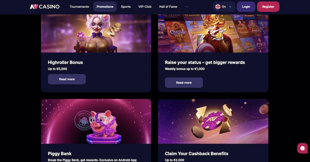 NV Casino Highroller bónusz és heti cashback akciók